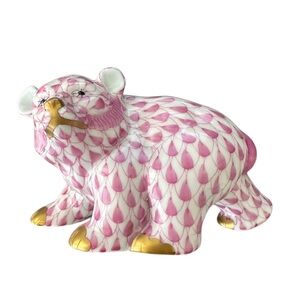 RARE Herend Pink Bear Cub Figurine